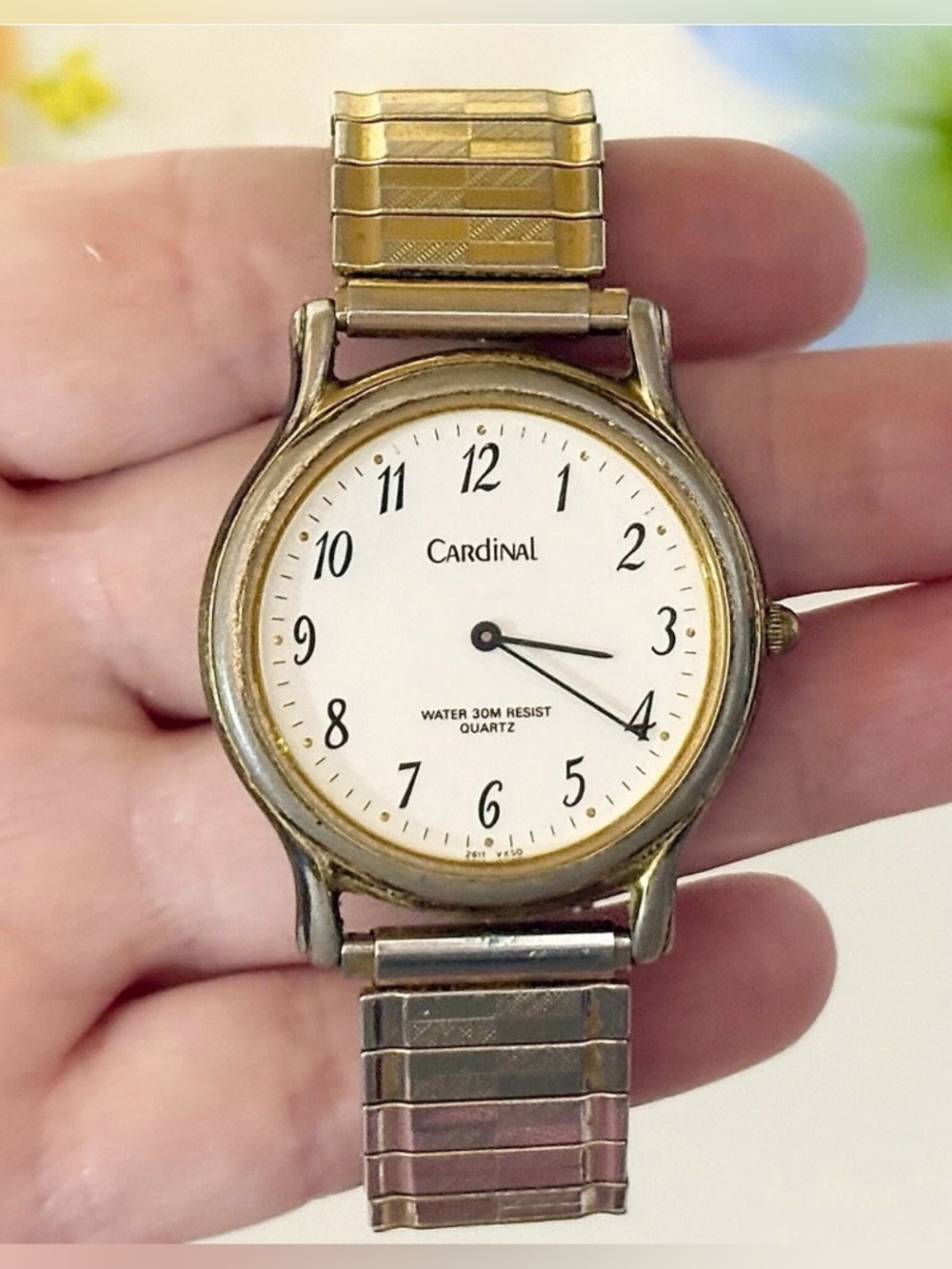Classic Vintage Men’s Cardinal Gold Easy Reader Expansion Watch- Business Casual